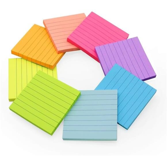8 Memo Pads Colorful Lined Sticky Notes 3x3 inches School Office Supplies Set - Picture 4 of 5